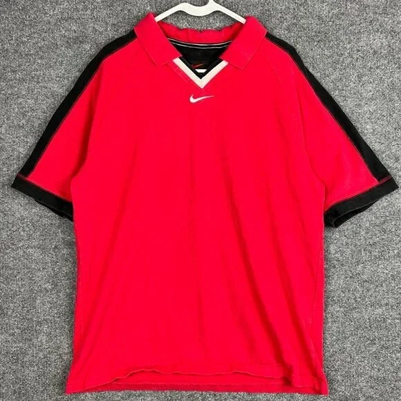 Vintage Nike Polo Shirt Embroidered Swoosh Men’s Medium 90s Center Check Logo - Picture 1 of 7